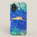Tropical Jungle Pool | Forest Pop of Color Botanical | Travel Wild Plants Eclectic Watercolor Swim  iPhone Case Gallery Image 1