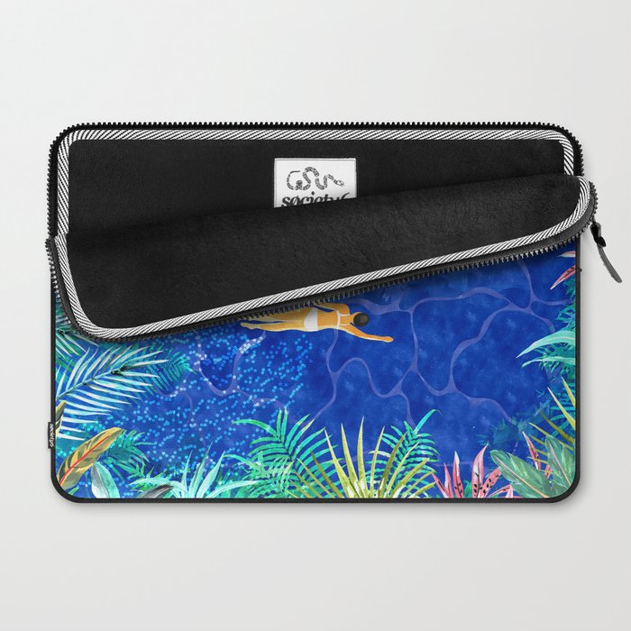 Tropical Jungle Pool | Forest Pop of Color Botanical | Travel Wild Plants Eclectic Watercolor Swim  Laptop Sleeve Gallery Image 2