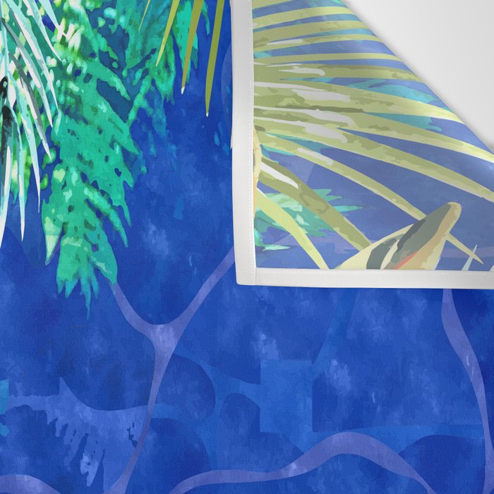 Tropical Jungle Pool | Forest Pop of Color Botanical | Travel Wild Plants Eclectic Watercolor Swim  Wall Tapestry Gallery Image 3
