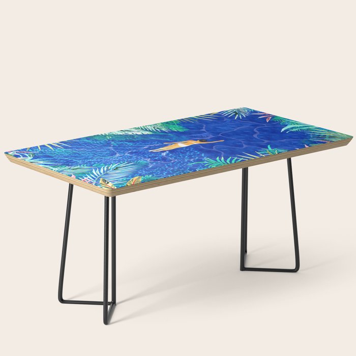 Tropical Jungle Pool | Forest Pop of Color Botanical | Travel Wild Plants Eclectic Watercolor Swim  Coffee Table Gallery Image 1