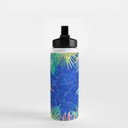 Tropical Jungle Pool | Forest Pop of Color Botanical | Travel Wild Plants Eclectic Watercolor Swim  Water Bottle Gallery Image 2