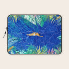 Tropical Jungle Pool | Forest Pop of Color Botanical | Travel Wild Plants Eclectic Watercolor Swim  Laptop Sleeve Gallery Image 1