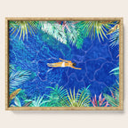 Tropical Jungle Pool | Forest Pop of Color Botanical | Travel Wild Plants Eclectic Watercolor Swim  Serving Tray Gallery Image 1
