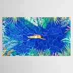 Tropical Jungle Pool | Forest Pop of Color Botanical | Travel Wild Plants Eclectic Watercolor Swim  Tablecloth Gallery Image 2