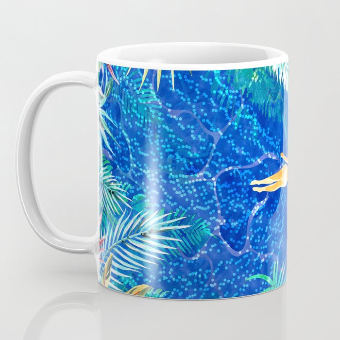 Tropical Jungle Pool | Forest Pop of Color Botanical | Travel Wild Plants Eclectic Watercolor Swim  Coffee Mug Gallery Image 3