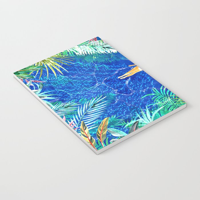 Tropical Jungle Pool | Forest Pop of Color Botanical | Travel Wild Plants Eclectic Watercolor Swim  Notebook Gallery Image 3