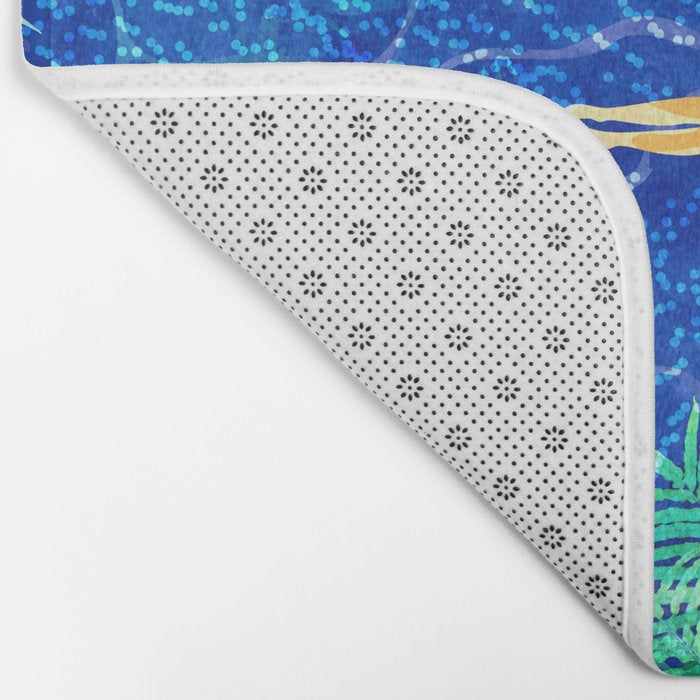 Tropical Jungle Pool | Forest Pop of Color Botanical | Travel Wild Plants Eclectic Watercolor Swim  Bath Mat Gallery Image 2