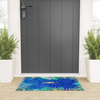 Tropical Jungle Pool | Forest Pop of Color Botanical | Travel Wild Plants Eclectic Watercolor Swim  Welcome Mat Gallery Image 3