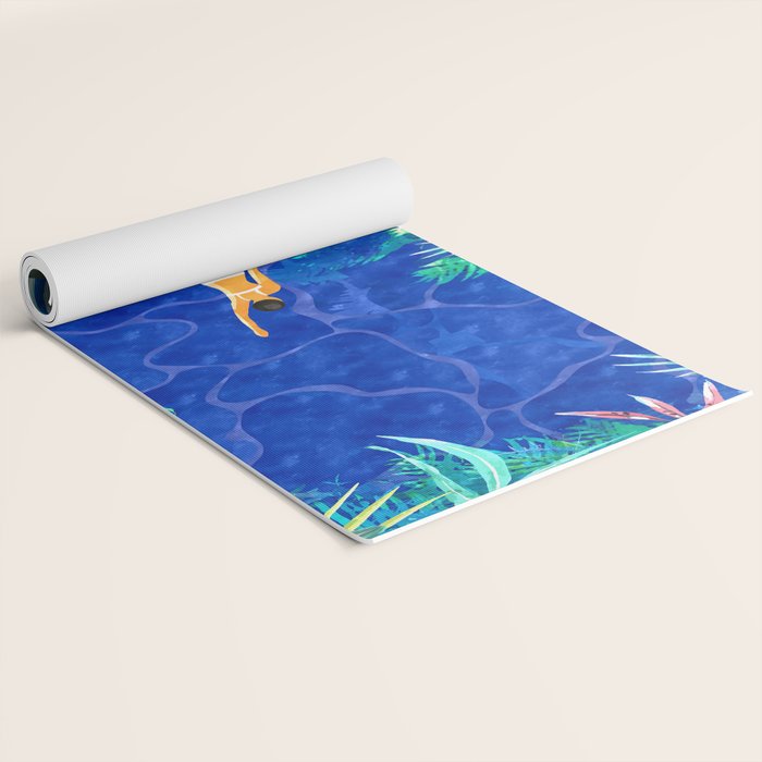 Tropical Jungle Pool | Forest Pop of Color Botanical | Travel Wild Plants Eclectic Watercolor Swim  Yoga Mat Gallery Image 2