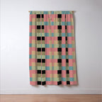 Geometric Trend in Pink Green and Black Window Curtain Gallery Image 3