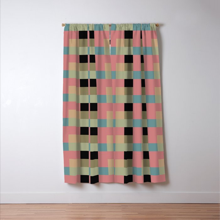 Geometric Trend in Pink Green and Black Window Curtain Gallery Image 3