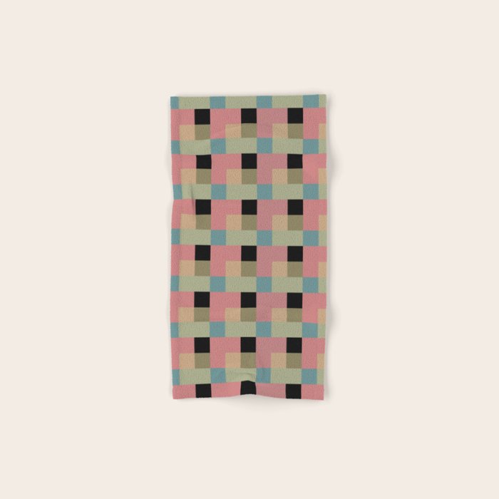 Geometric Trend in Pink Green and Black Bath Towel Gallery Image 1