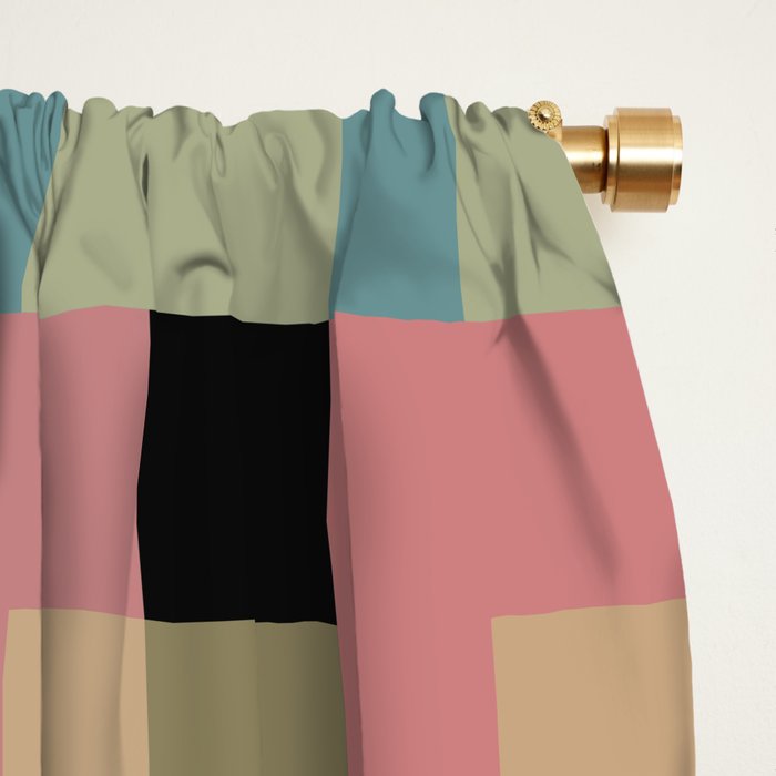 Geometric Trend in Pink Green and Black Window Curtain Gallery Image 2