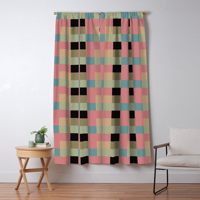 Geometric Trend in Pink Green and Black Window Curtain Gallery Image 5
