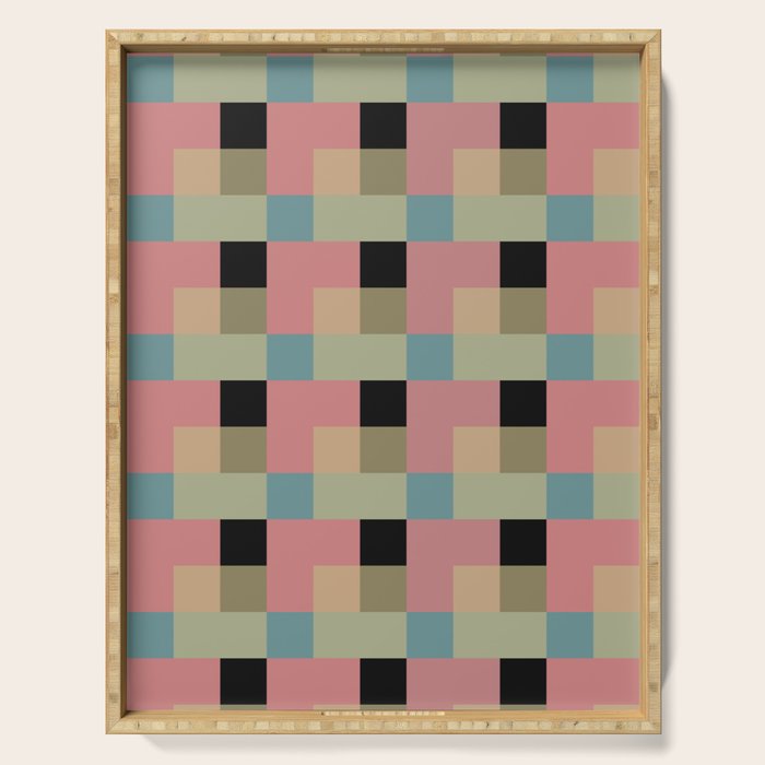 Geometric Trend in Pink Green and Black Serving Tray Gallery Image 1