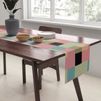 Geometric Trend in Pink Green and Black Table Runner Gallery Image 2
