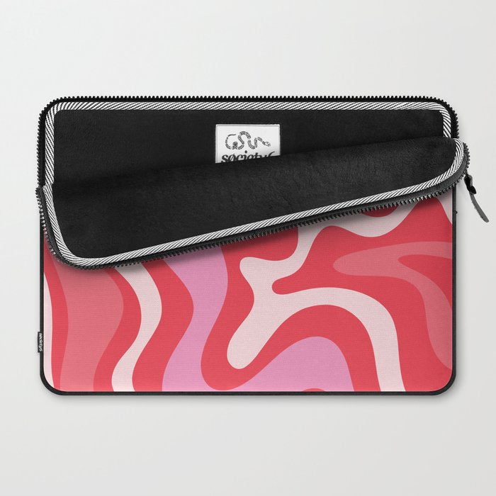 Retro Liquid Swirl Abstract Pattern Cherry Red Pink Laptop Sleeve Gallery Image 2