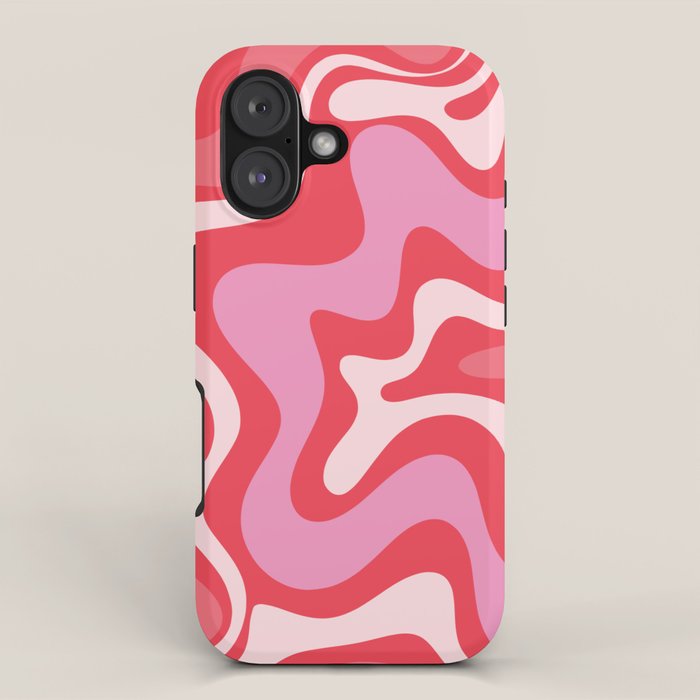 Retro Liquid Swirl Abstract Pattern Cherry Red Pink iPhone Case Gallery Image 1