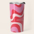 Retro Liquid Swirl Abstract Pattern Cherry Red Pink Travel Mug Gallery Image 2