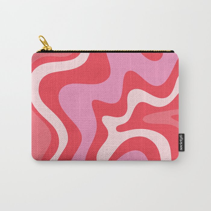 Retro Liquid Swirl Abstract Pattern Cherry Red Pink Carry All Pouch Gallery Image 1