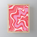 Retro Liquid Swirl Abstract Pattern Cherry Red Pink Mini Art Print Gallery Image 1