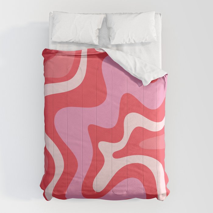 Retro Liquid Swirl Abstract Pattern Cherry Red Pink Comforter Gallery Image 6