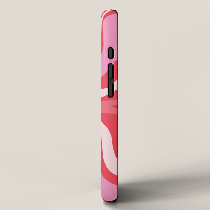 Retro Liquid Swirl Abstract Pattern Cherry Red Pink iPhone Case Gallery Image 2