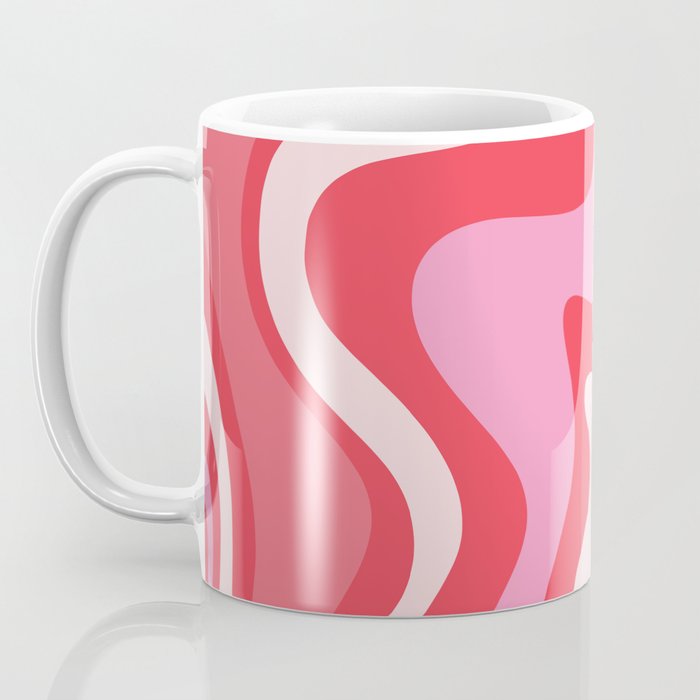 Retro Liquid Swirl Abstract Pattern Cherry Red Pink Coffee Mug Gallery Image 3