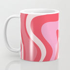 Retro Liquid Swirl Abstract Pattern Cherry Red Pink Coffee Mug Gallery Image 3