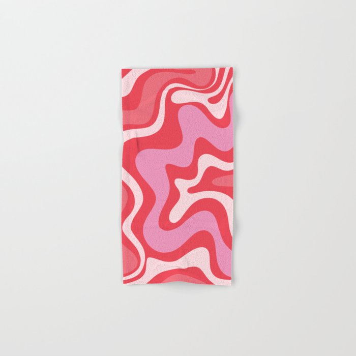 Retro Liquid Swirl Abstract Pattern Cherry Red Pink Bath Towel Gallery Image 1