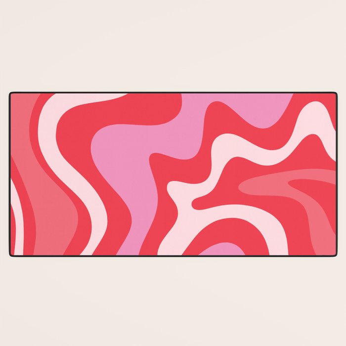 Retro Liquid Swirl Abstract Pattern Cherry Red Pink Desk Mat Gallery Image 3