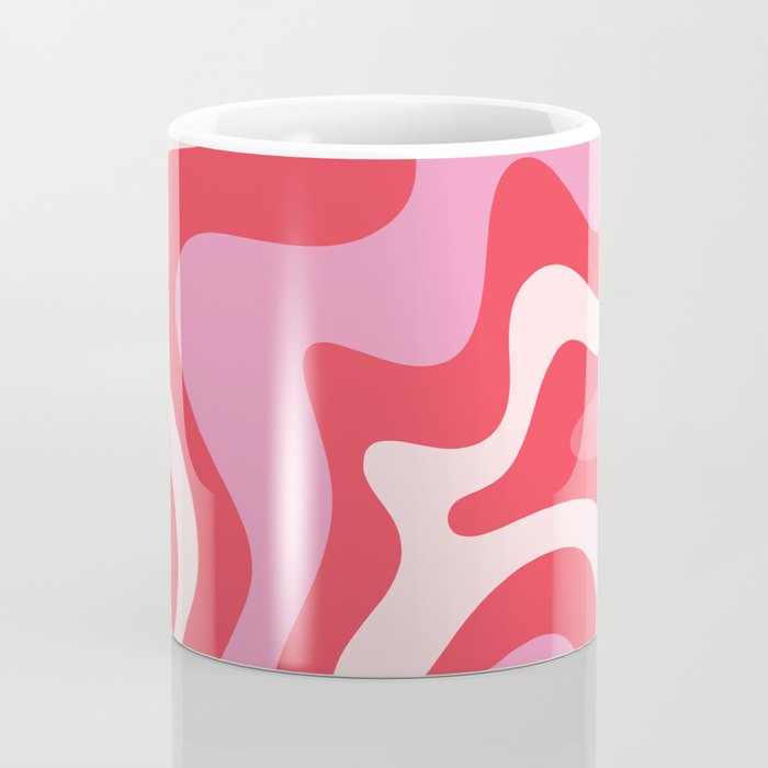 Retro Liquid Swirl Abstract Pattern Cherry Red Pink Coffee Mug Gallery Image 4