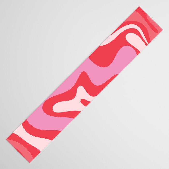 Retro Liquid Swirl Abstract Pattern Cherry Red Pink Table Runner Gallery Image 3