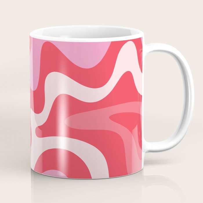 Retro Liquid Swirl Abstract Pattern Cherry Red Pink Coffee Mug Gallery Image 1