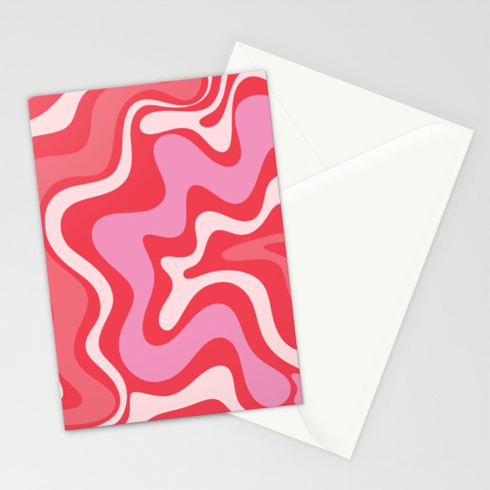 Retro Liquid Swirl Abstract Pattern Cherry Red Pink Stationery Card Gallery Image 2