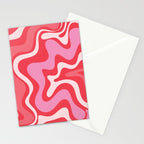 Retro Liquid Swirl Abstract Pattern Cherry Red Pink Stationery Card Gallery Image 2