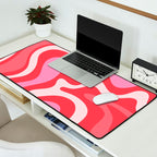 Retro Liquid Swirl Abstract Pattern Cherry Red Pink Desk Mat Gallery Image 2