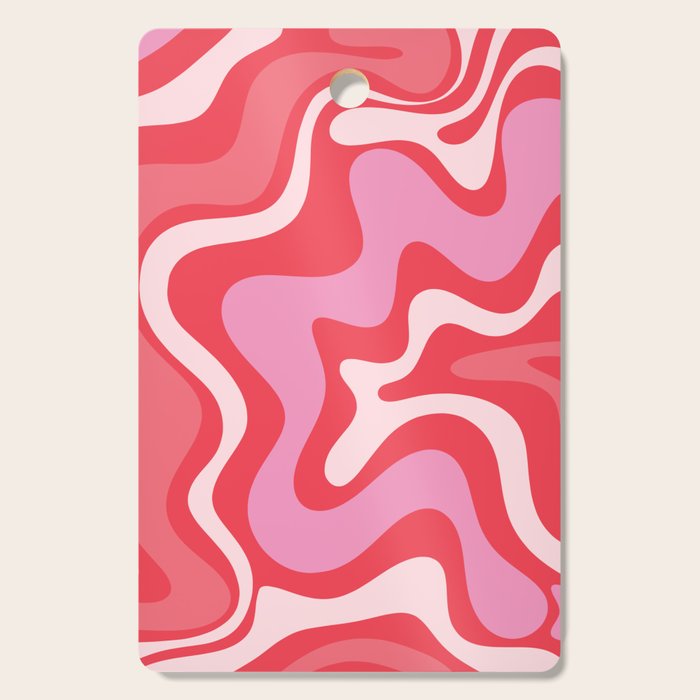 Retro Liquid Swirl Abstract Pattern Cherry Red Pink Cutting Board Gallery Image 1