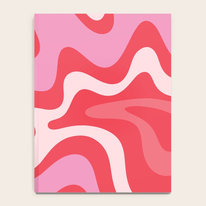 Retro Liquid Swirl Abstract Pattern Cherry Red Pink Notebook Gallery Image 4