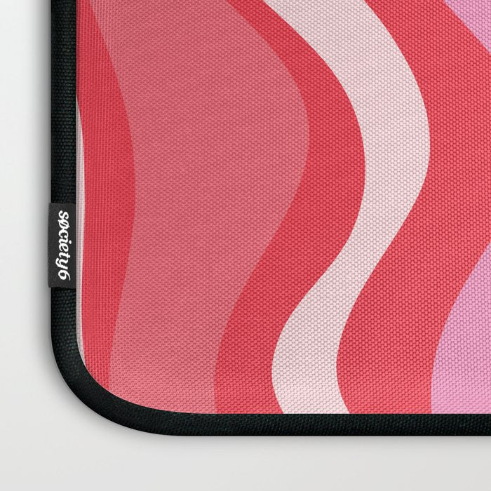 Retro Liquid Swirl Abstract Pattern Cherry Red Pink Laptop Sleeve Gallery Image 3