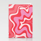 Retro Liquid Swirl Abstract Pattern Cherry Red Pink Stationery Card Gallery Image 2