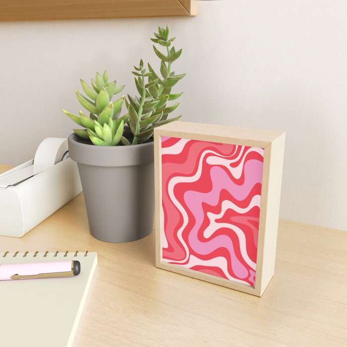 Retro Liquid Swirl Abstract Pattern Cherry Red Pink Mini Art Print Gallery Image 2