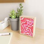 Retro Liquid Swirl Abstract Pattern Cherry Red Pink Mini Art Print Gallery Image 2