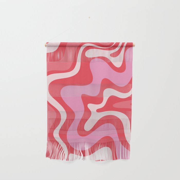 Retro Liquid Swirl Abstract Pattern Cherry Red Pink Wall Hanging Gallery Image 1