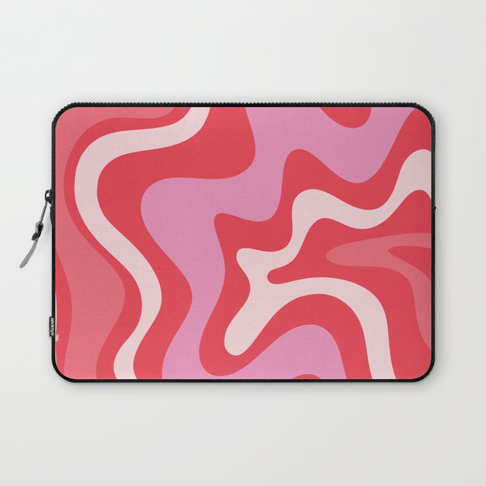 Retro Liquid Swirl Abstract Pattern Cherry Red Pink Laptop Sleeve Gallery Image 1