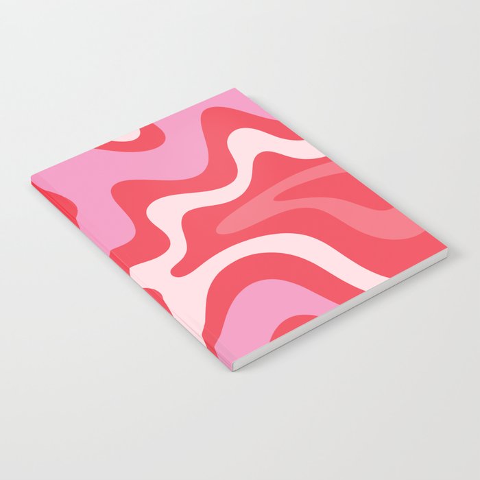Retro Liquid Swirl Abstract Pattern Cherry Red Pink Notebook Gallery Image 2