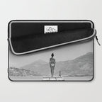 Steady As She Goes; aircraft coming in for an island landing black and white photography- photographs Laptop Sleeve Gallery Image 2