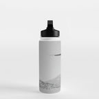 Steady As She Goes; aircraft coming in for an island landing black and white photography- photographs Water Bottle Gallery Image 3