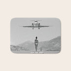 Steady As She Goes; aircraft coming in for an island landing black and white photography- photographs Bath Mat Gallery Image 1