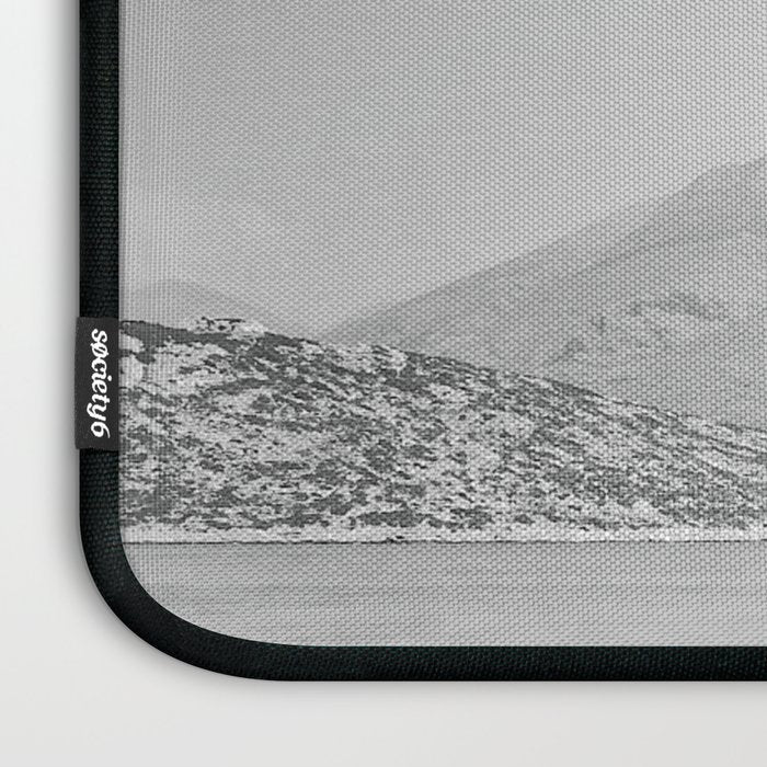 Steady As She Goes; aircraft coming in for an island landing black and white photography- photographs Laptop Sleeve Gallery Image 3